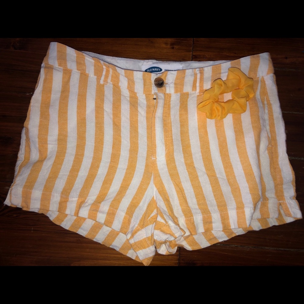 old navy yellow/white stripe shorts